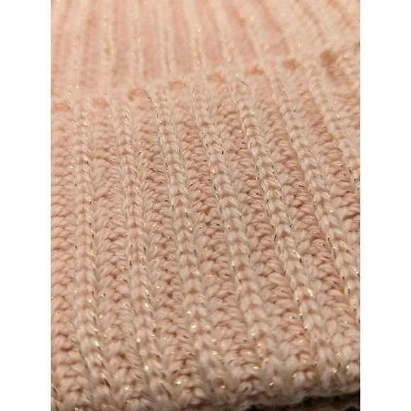 Style & Co Women's Blush Pink and Gold Thread Sparkles Beanie (MSRP $25) - Picture 2 of 3